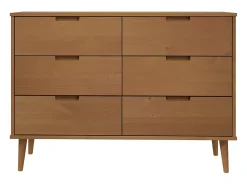 Armário de gavetas MOLDE 113x40x80 cm pinho maciço castanho