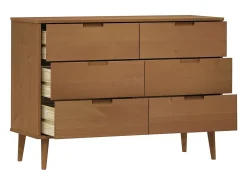 Armário de gavetas MOLDE 113x40x80 cm pinho maciço castanho