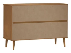 Armário de gavetas MOLDE 113x40x80 cm pinho maciço castanho