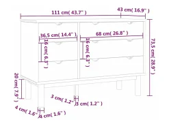 Armário de gavetas OTTA 111x43x73,5 cm pinho maciço
