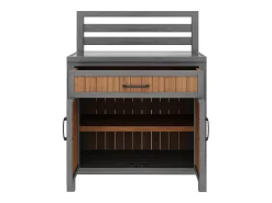 Armário de jardim em madeira - 80 x 51 x 119 cm - com bancada + gaveta + 2 portas - cor natural
