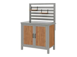 Armário de jardim em madeira - 80 x 51 x 148,5 cm - com bancada + prateleiras + 2 portas - cor natural