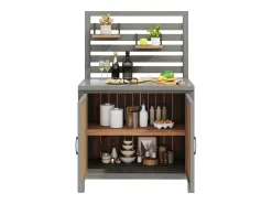 Armário de jardim em madeira - 80 x 51 x 148,5 cm - com bancada + prateleiras + 2 portas - cor natural