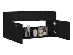 Armário de lavatório derivados de madeira preto