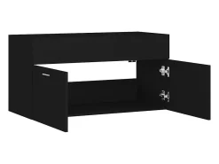 Armário de lavatório derivados de madeira preto