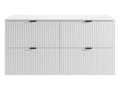 Armário de lavatório estriado com tampo, branco mate, 120 cm, ZEVINI