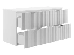 Armário de lavatório estriado com tampo, branco mate, 120 cm, ZEVINI