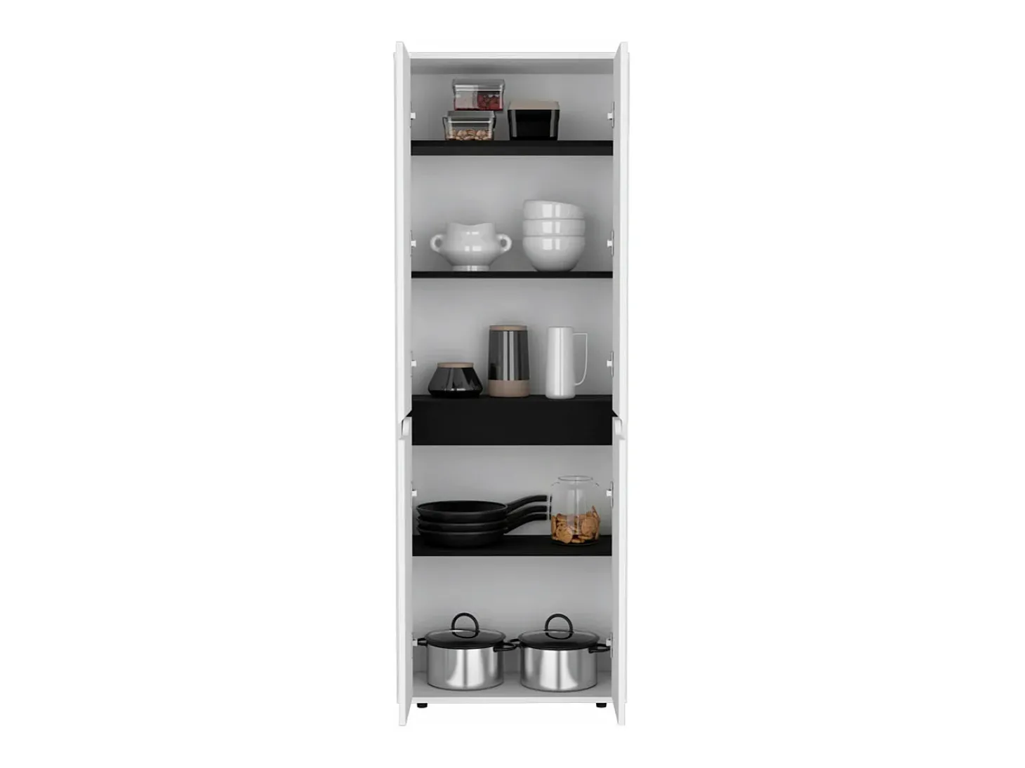Armário de melamina Herring com 4 portas e 5 prateleiras, branco , 170 cm X 60 cm X 30 cm
