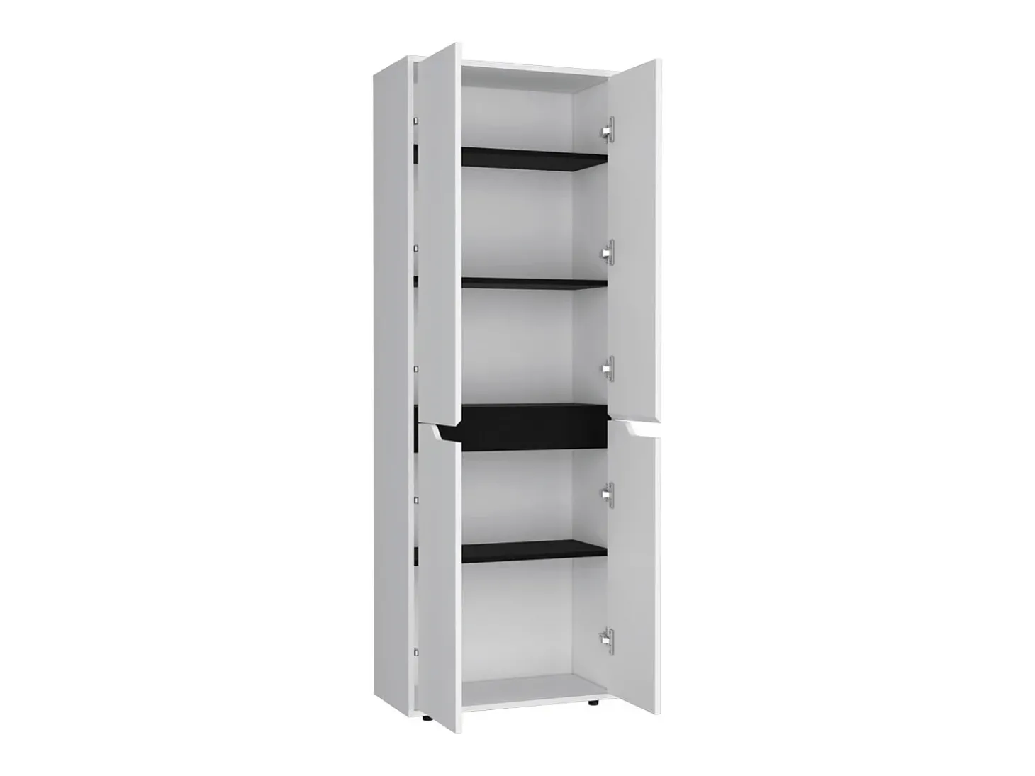 Armário de melamina Herring com 4 portas e 5 prateleiras, branco , 170 cm X 60 cm X 30 cm