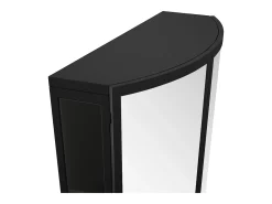 Armário de parede com 2 portas curvas espelhadas e porta-toalhas, metal, 60 × 22,5 × 80 cm, preto