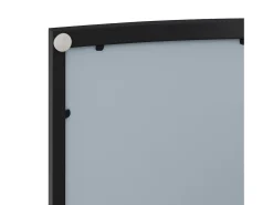 Armário de parede com 2 portas curvas espelhadas e porta-toalhas, metal, 60 × 22,5 × 80 cm, preto