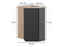 Armário de parede de canto sonoma/antracite 42.4x42.4x75 karen