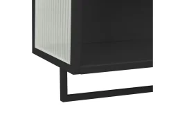 Armário de parede em estilo retrô com portas de vidro e prateleiras removíveis, ideal para salas de jantar e salas de estar, na cor preta.