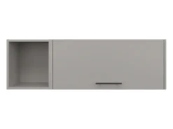 Armário de parede em melamina com 3 prateleiras e porta superior com dobradiças, Cinzento, 37,8 cm X 119,9 cm X 33 cm