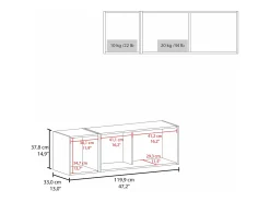 Armário de parede em melamina com 3 prateleiras e porta superior com dobradiças, Cinzento, 37,8 cm X 119,9 cm X 33 cm