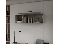 Armário de parede em melamina com 3 prateleiras e porta superior com dobradiças, Cinzento, 37,8 cm X 119,9 cm X 33 cm