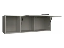 Armário de parede em melamina com 3 prateleiras e porta superior com dobradiças, Cinzento, 37,8 cm X 119,9 cm X 33 cm