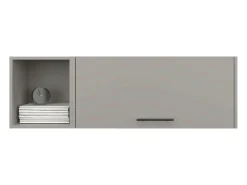 Armário de parede em melamina com 3 prateleiras e porta superior com dobradiças, Cinzento, 37,8 cm X 119,9 cm X 33 cm