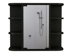 Armário de parede Milan para casa de banho com prateleiras e espelho , 49.98 cm X 59.99 cm X 18.99 cm , Preto