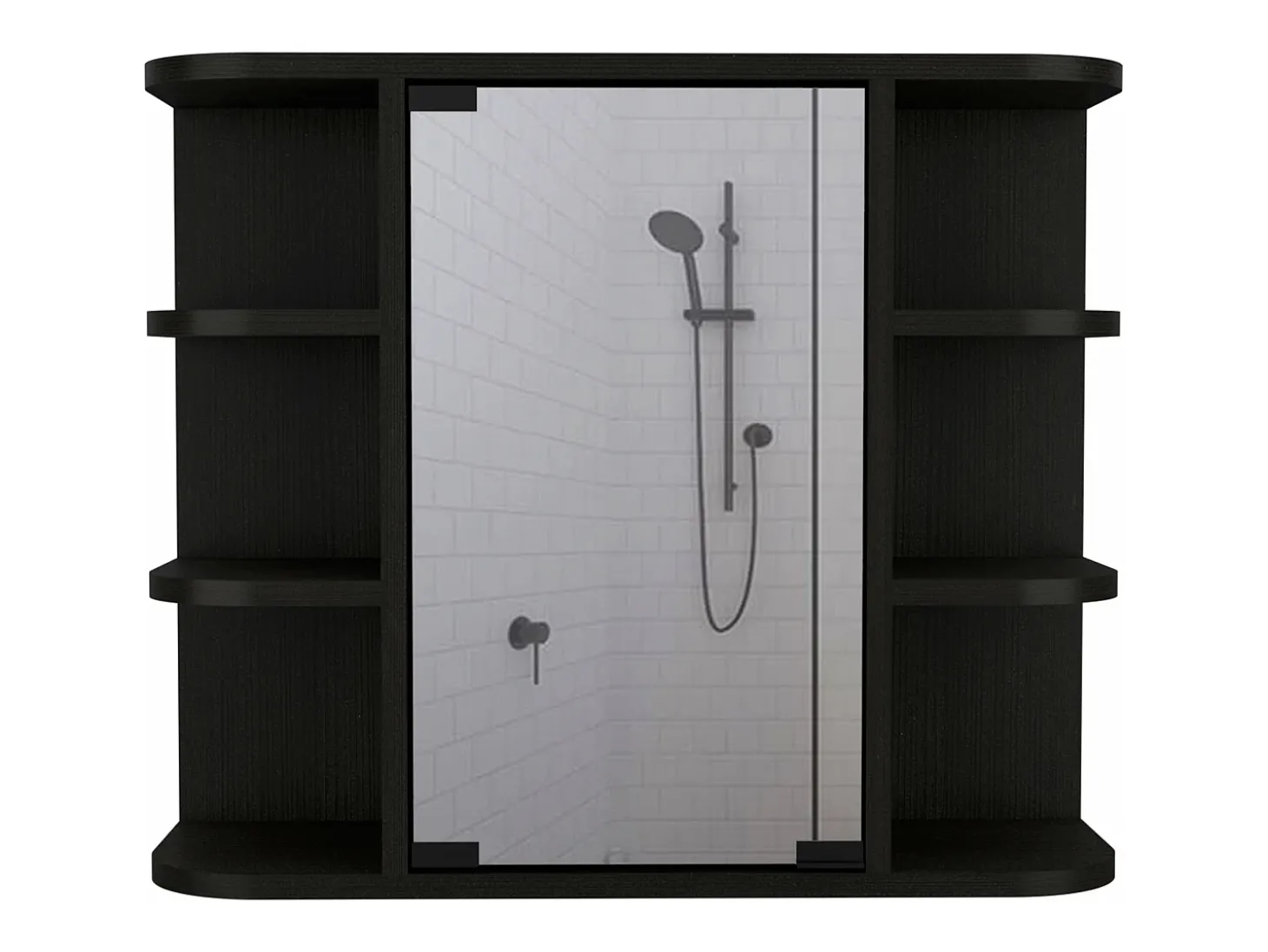 Armário de parede Milan para casa de banho com prateleiras e espelho , 49.98 cm X 59.99 cm X 18.99 cm , Preto