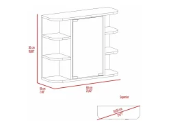 Armário de parede Milan para casa de banho com prateleiras e espelho , 49.98 cm X 59.99 cm X 18.99 cm , Preto