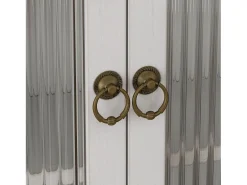 Armário de parede moderno com 2 portas de vidro e varão para pendurar roupas, branco, 63 x 18 x 60 cm