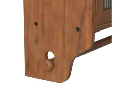 Armário de parede moderno com 2 portas de vidro e varão para pendurar roupas, marrom, 63 x 18 x 60 cm