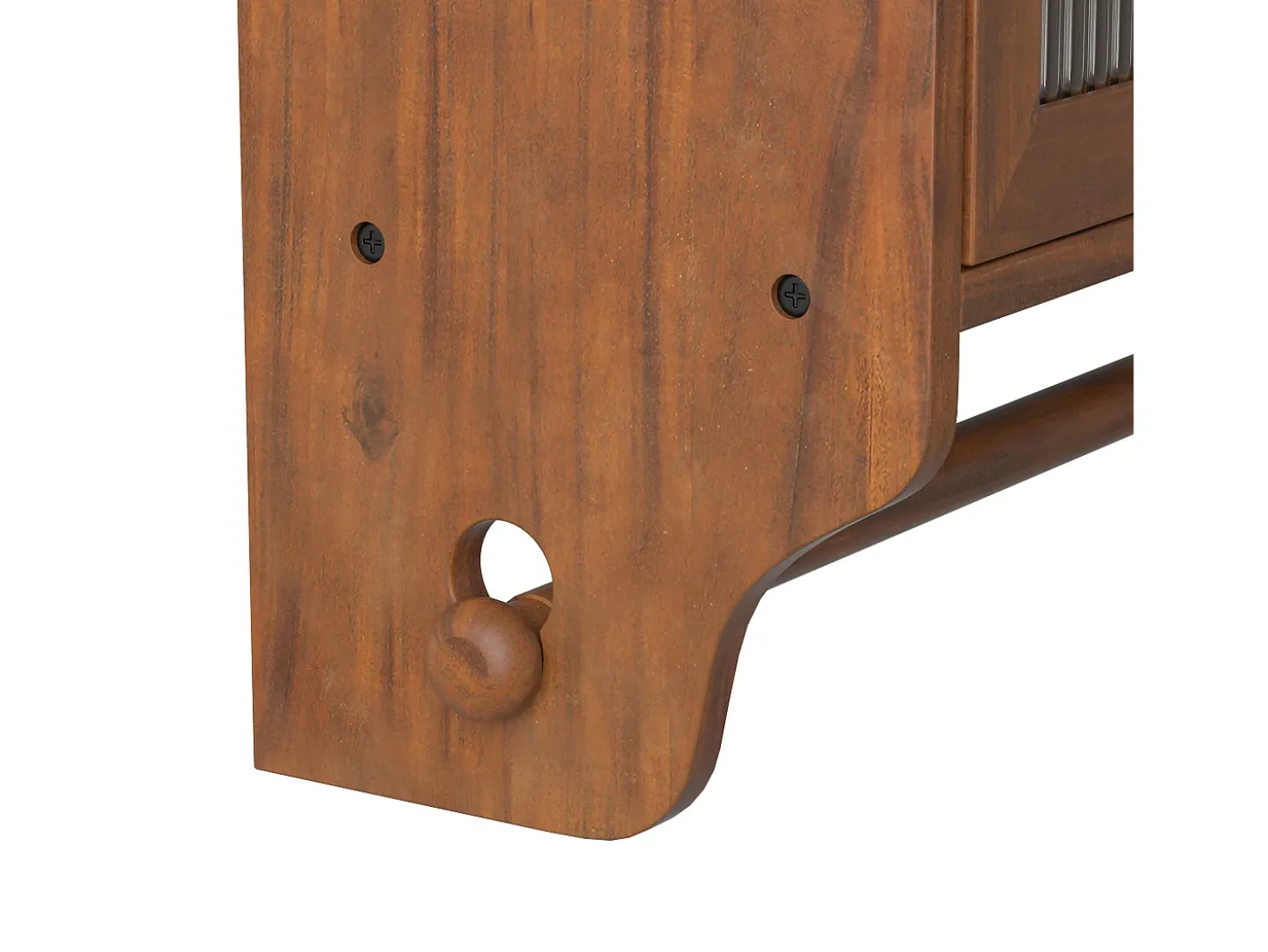 Armário de parede moderno com 2 portas de vidro e varão para pendurar roupas, marrom, 63 x 18 x 60 cm