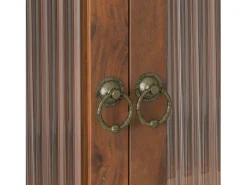Armário de parede moderno com 2 portas de vidro e varão para pendurar roupas, marrom, 63 x 18 x 60 cm