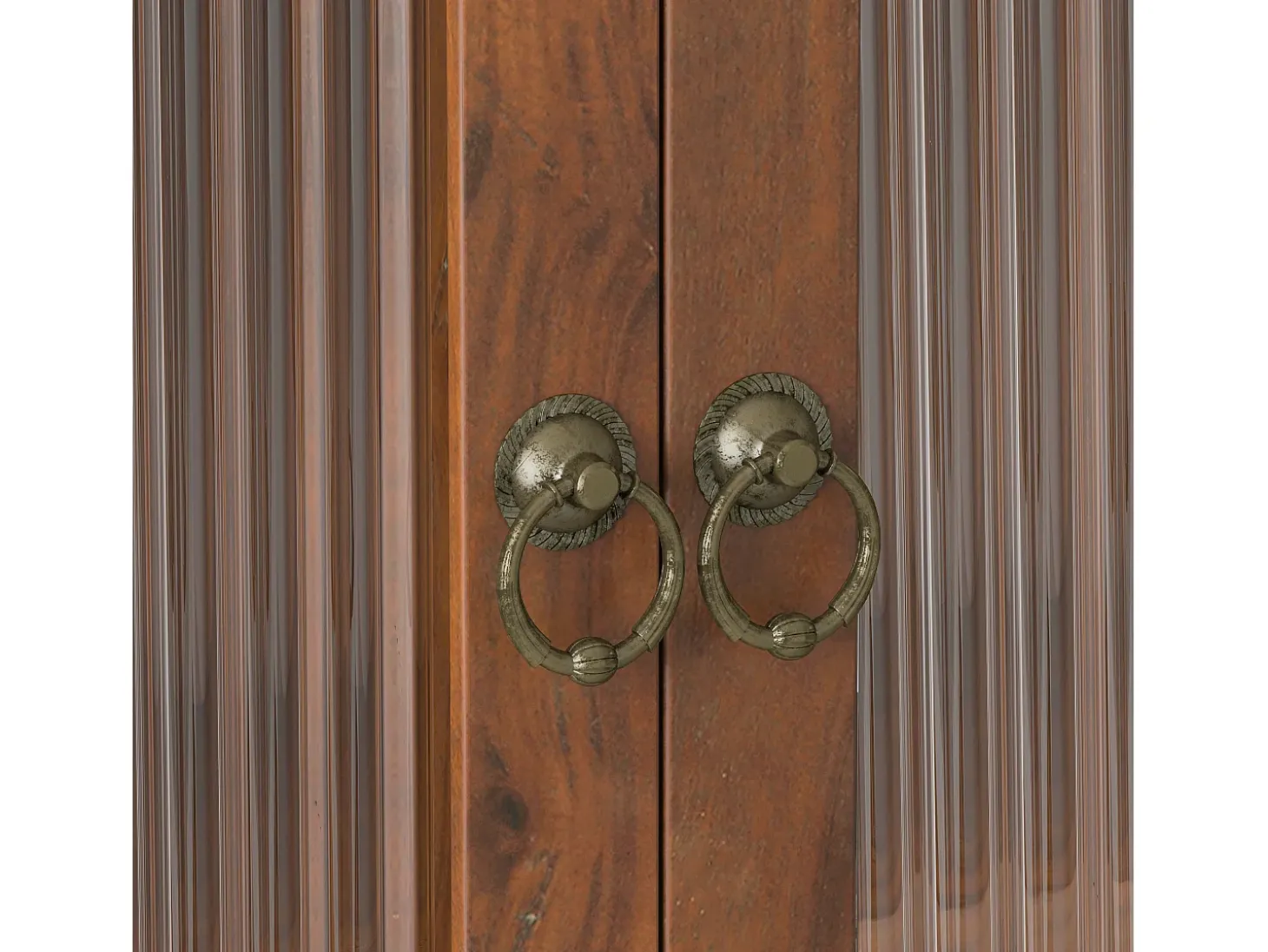 Armário de parede moderno com 2 portas de vidro e varão para pendurar roupas, marrom, 63 x 18 x 60 cm