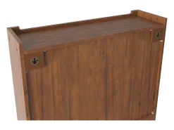 Armário de parede moderno com 2 portas de vidro e varão para pendurar roupas, marrom, 63 x 18 x 60 cm