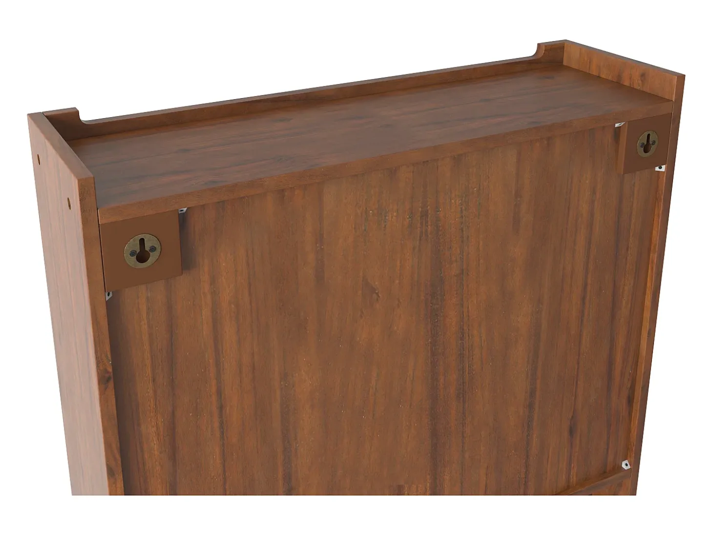 Armário de parede moderno com 2 portas de vidro e varão para pendurar roupas, marrom, 63 x 18 x 60 cm