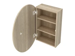Armário de parede oval para casa de banho com espelho - Prateleiras para casa de banho - Carvalho - RURI