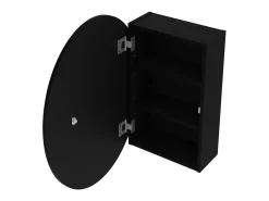 Armário de parede oval preto para casa de banho com espelho C48 x A60 x L15 cm RURI
