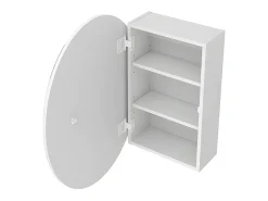 Armário de parede para casa de banho oval com espelho - Prateleiras para casa de banho - Branco - RURI