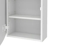 Armário de parede para casa de banho oval com espelho - Prateleiras para casa de banho - Branco - RURI