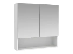 Armário de parede para casa de banho com espelho - Prateleiras para casa de banho - Branco - ZUMPA