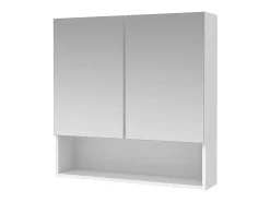 Armário de parede para casa de banho com espelho - Prateleiras para casa de banho - Branco - ZUMPA