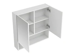 Armário de parede para casa de banho com espelho - Prateleiras para casa de banho - Branco - ZUMPA
