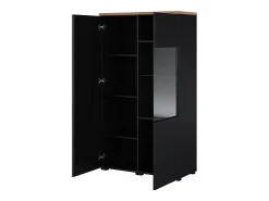 Armário de porcelana 2 portas Liko preto e madeira 140cm