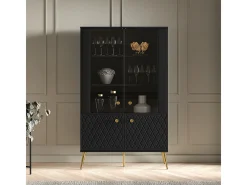 Armário de porcelana 4 portas Manoé preto 149cm