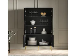 Armário de porcelana 4 portas Manoé preto 149cm