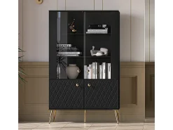 Armário de porcelana 4 portas Manoé preto 149cm