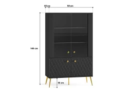 Armário de porcelana 4 portas Manoé preto 149cm