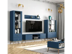 Armário de porcelana 4 portas Thalia azul 152cm