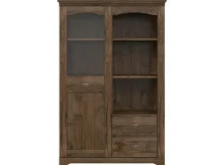 Armário de porcelana 1 porta 2 gavetas Noé madeira escura 158cm