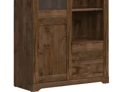 Armário de porcelana 1 porta 2 gavetas Noé madeira escura 158cm