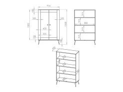 Armário de porcelana 2 portas Zora branco 152cm