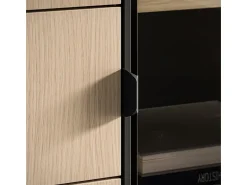Armário de porcelana 3 portas 1 gaveta Paige madeira e preto 150cm