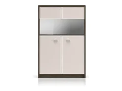 Armário de porcelana 2 portas Kaius caxemira e madeira escura 140,5cm